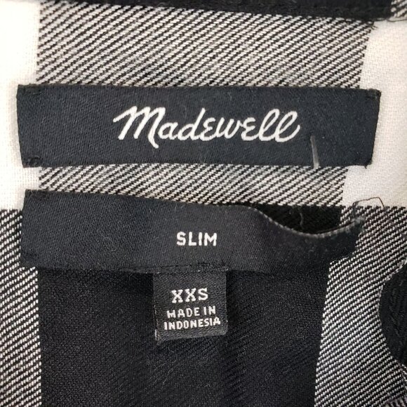 Madewell Black & White Plaid Button-Up Slim Fit Shirt Long Sleeve Womens XXS - Picture 8 of 9